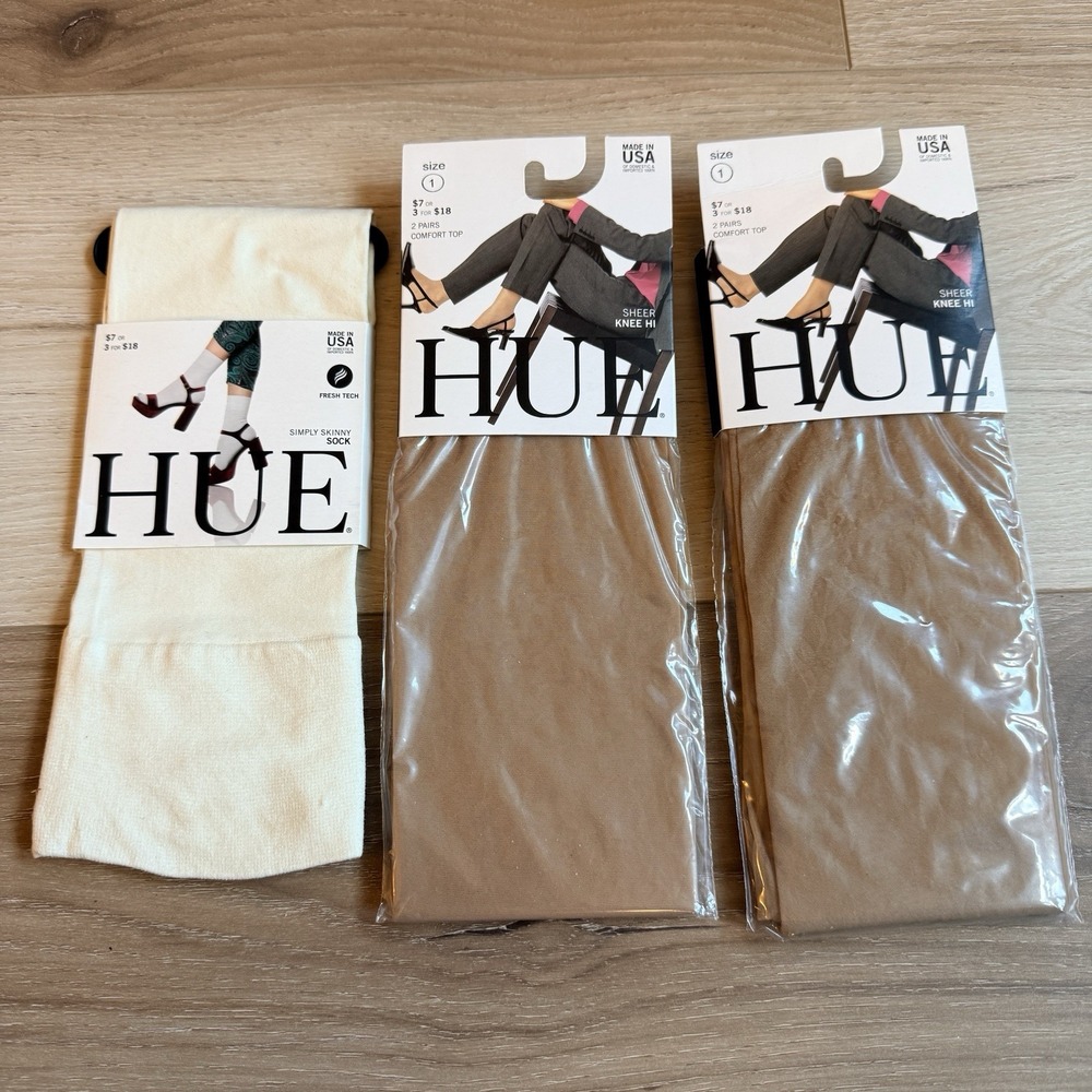 Hue Sheer Knee Highs and Socks Lot of 3 - 5 Pairs One Size Fits Most New